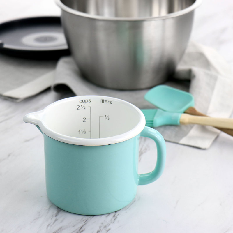 Martha Stewart 2.5 Cup Enamel On Steel Measuring Cup In Aqua, Aqua/White