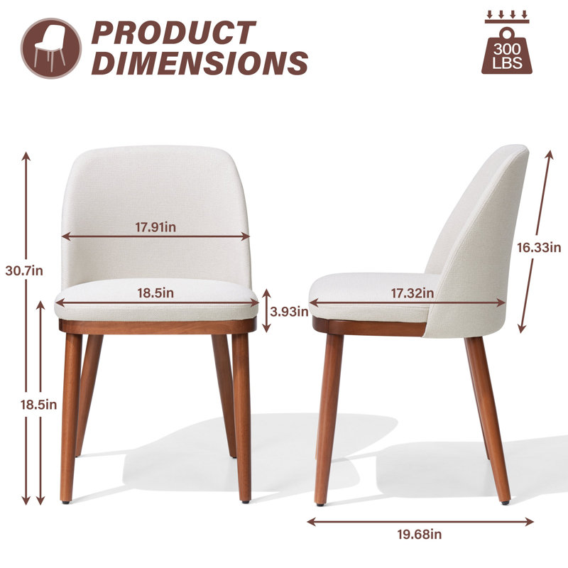 Wood Frame Upholstered Dining Chairs, Beige