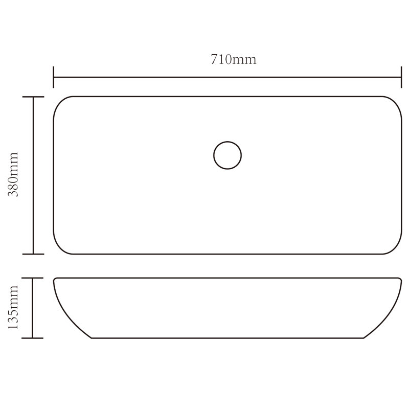Belfry Bathroom 710mm L x 380mm W White Ceramic Rectangular Sink