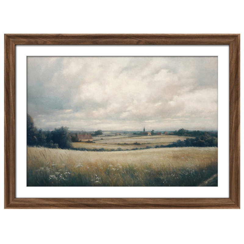Art mural vintage rétro encadré pour chambre à coucher - 26 po x 36 po brun, Reproduction encadrée avec passe-partout