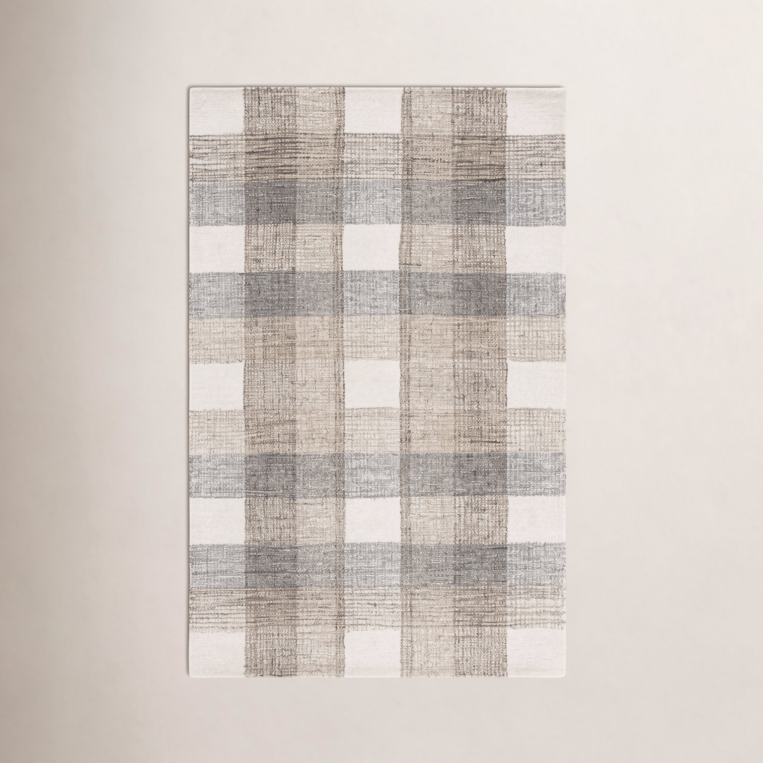 Hand-Tufted Wool Plaid Rug, Rectangle 6' x 9'