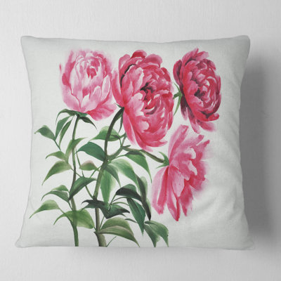Quatre pivoines roses rétro - imprimé traditionnel