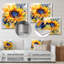 Jaune et bleu doré tournesols joyeux - décoration murale florale en métal-1181234959