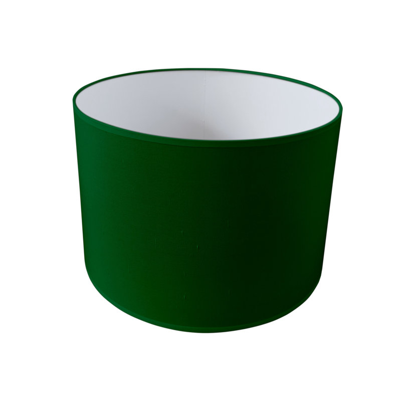 Drum Silk Lamp Shade ( Uno ), 27cm H x  45cm W x 45cm D, Dark Green