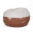 Maxi 5 Foot Two Color Fabric And Faux Leather Rounded Bean Bag, Light Gray And Coffee Brown-507510795