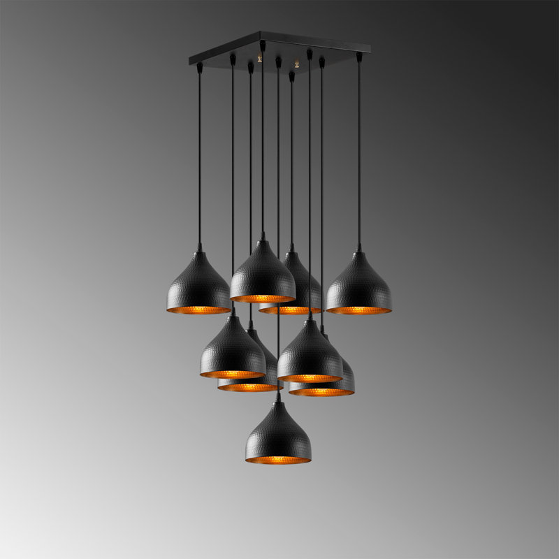 Mullein 9 - Light Black Cluster Pendant, Black