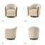 Fauteuil demi-tonneau pivotant en cuir véritable de 29 po Pocono avec base en bois massif Pocono-1365352631
