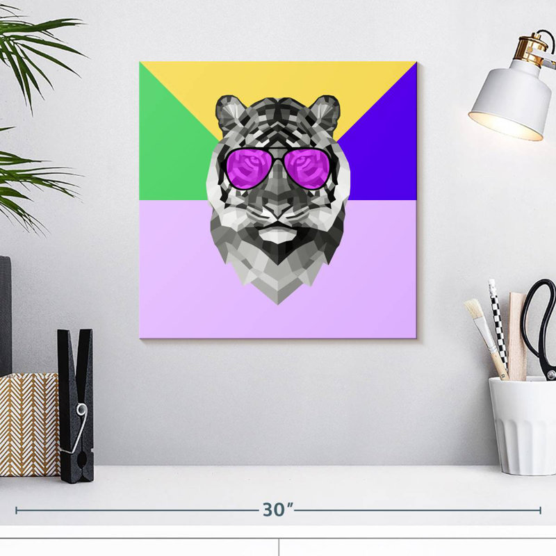 Brampt Party Tiger In Glasses, 16" H x 16" W