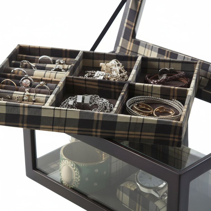 Clear Jewelry Display Case with Lock