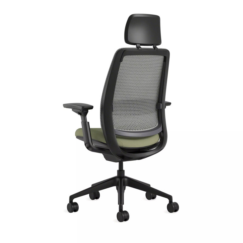 Steelcase Series 2 3D Microknit Airback Task Chair with Headrest, Black, Olivine/Nickel, Carpet