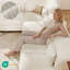 Canapé modulaire rembourré en U avec rangement, 9 places en velours côtelé avec dossier à accoudoirs réglables, coussins de soutien moelleux, beige-54340388