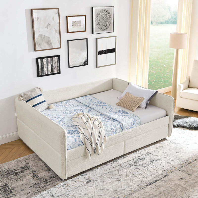 Daybed: tufted sofa bed, Queen, Beige