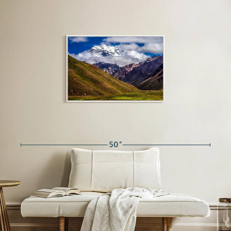 Aconcagua nuageux, Cadre flottant blanc, 31 po x 21 po