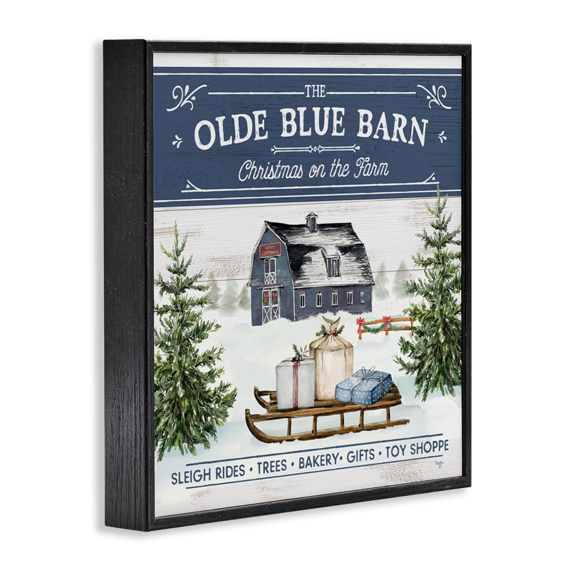 «Christmas On Farm Expression On Wood» par Mollie B., impression, Giclée encadrée noir minuit, H 24 po x l 24 po x P 1,5 po