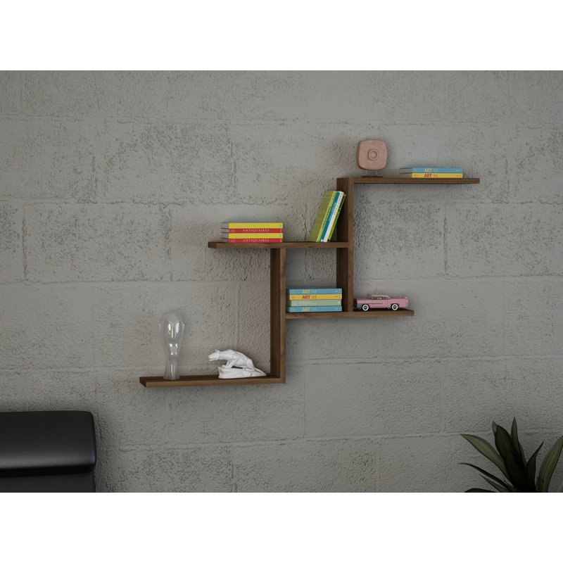 Tablette décorative 5 pièces avec tablettes réglables Lago, Noyers