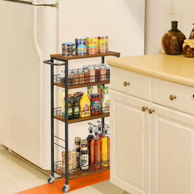 Slim 4 Tier Kitchen Rolling Cart
