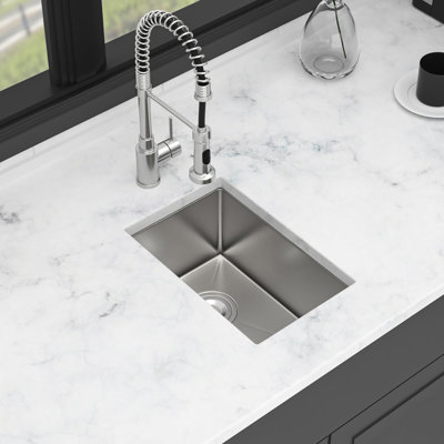 12 Inch Undermount Stainless Steel Kitchen Sink 16 Gauge, 8 Deep Single Bowl, Thick Coating And 3mm Rubber Pad, Comes With Installation Guide Template Bowl Gauge Deep, Condensation - Noise Minimizing