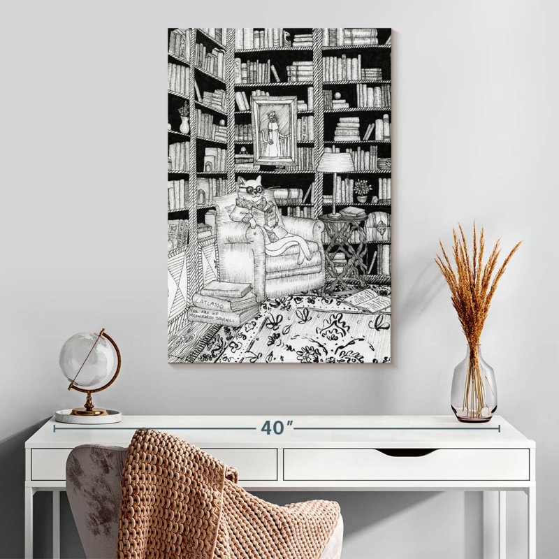 Brampt The Cat's Library, 30" H x 20" W