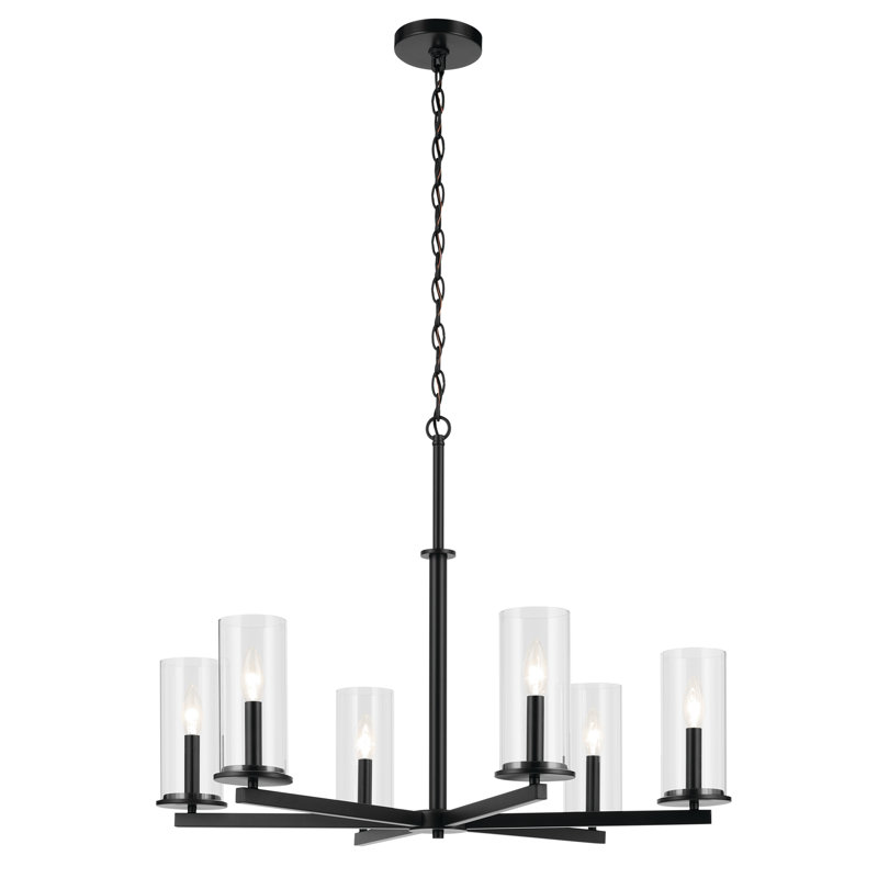 Lustre 6 lumières 21,75 "21,75", Noir satiné