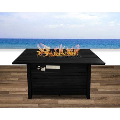 Table de foyer d'extérieur moderne en acier l 42 po x H 25 po avec couvercle - rehausse votre espace et rehausse votre expérience de vie