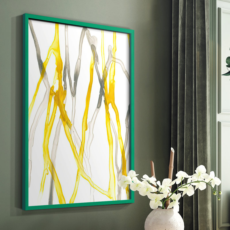 Runnel XIX Framed Print - Solid Wood, Green, 10" H x 8" W