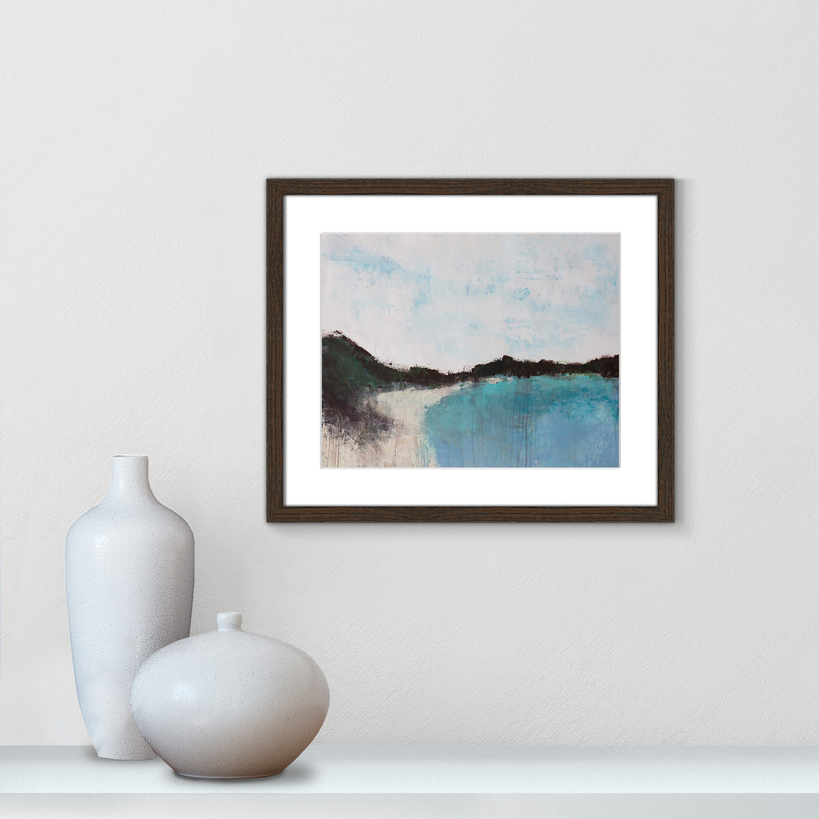 Mountainside Lakeview III Print, 16" H x 19" W x 0.75" D, Walnut Framed