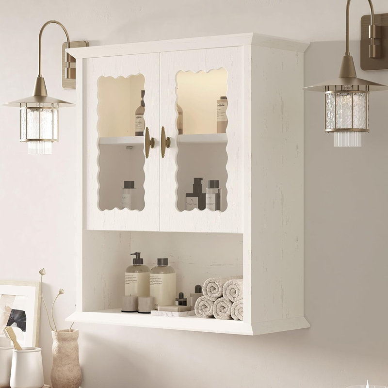 Modern Over Toilet Storage Cabinet with Motion Sensor LED Light, White, 18.9'' x 23.6''