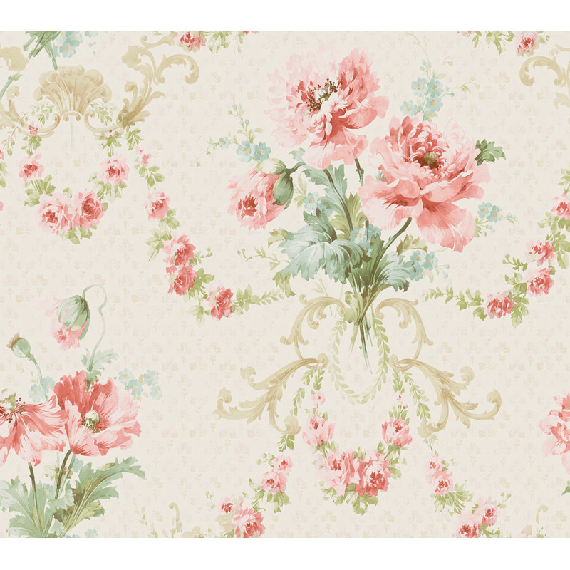 Papier peint à motif floral Seavi, Crème, crème