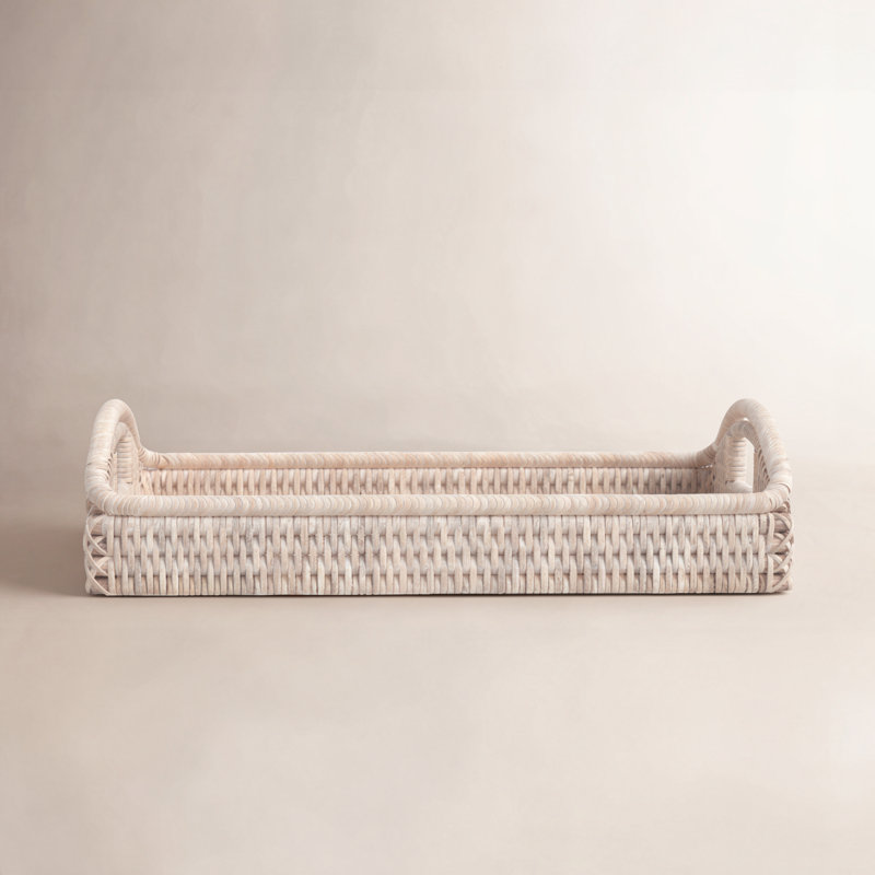 Panya Rattan Tray, White Wash