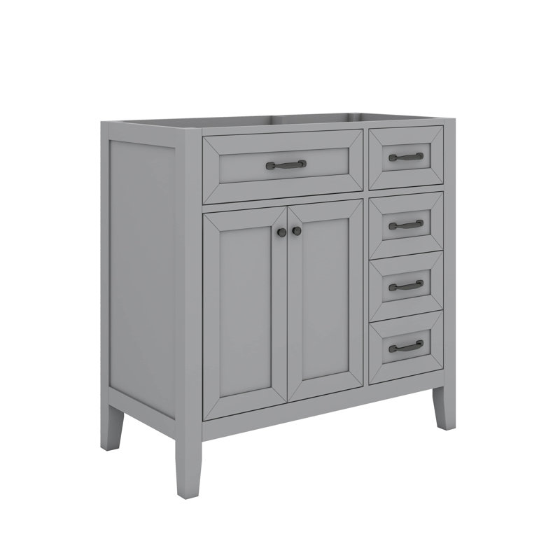 Meuble-lavabo simple 36 po avec tiroirs pratiques, Gris, Noir