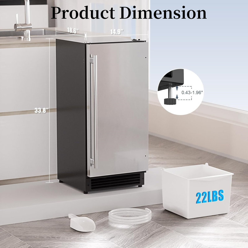 COTLIN 25LBS Daily Crescent Ice Freestanding/Undercounter Ice Maker,No Draining Required