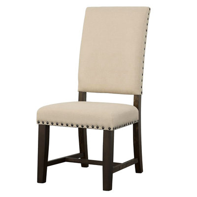 2pcs Beige Upholstered Dining Side Chairs - Rustic Design Feature 2 Seats For Area