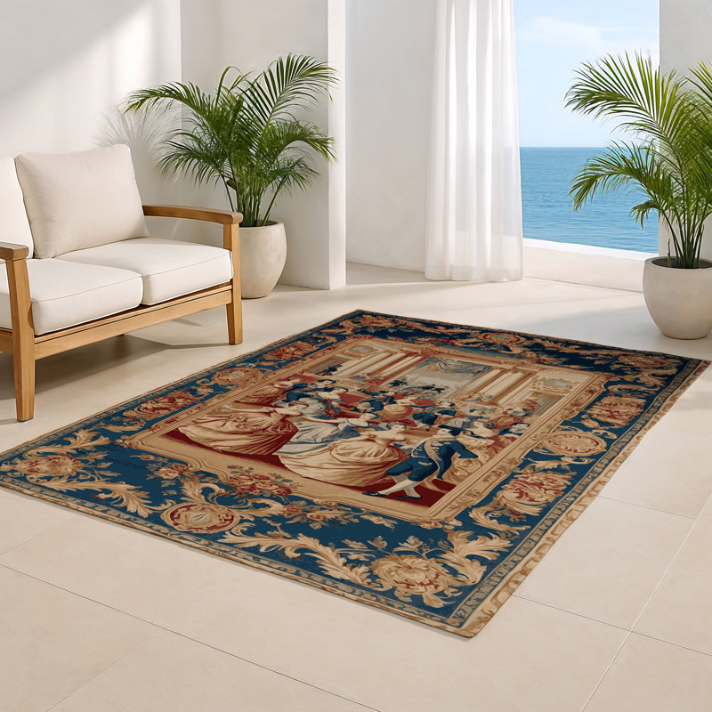 Tapis beige français d'intérieur et d'extérieur, Rectangulaire 2 pi x 3 pi