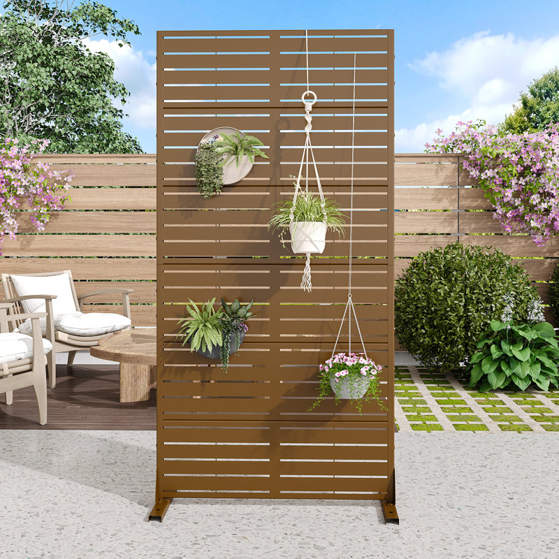 72" Metal Outdoor Privacy Screen, H 72 po x l 35 po x P 16 po, Brun