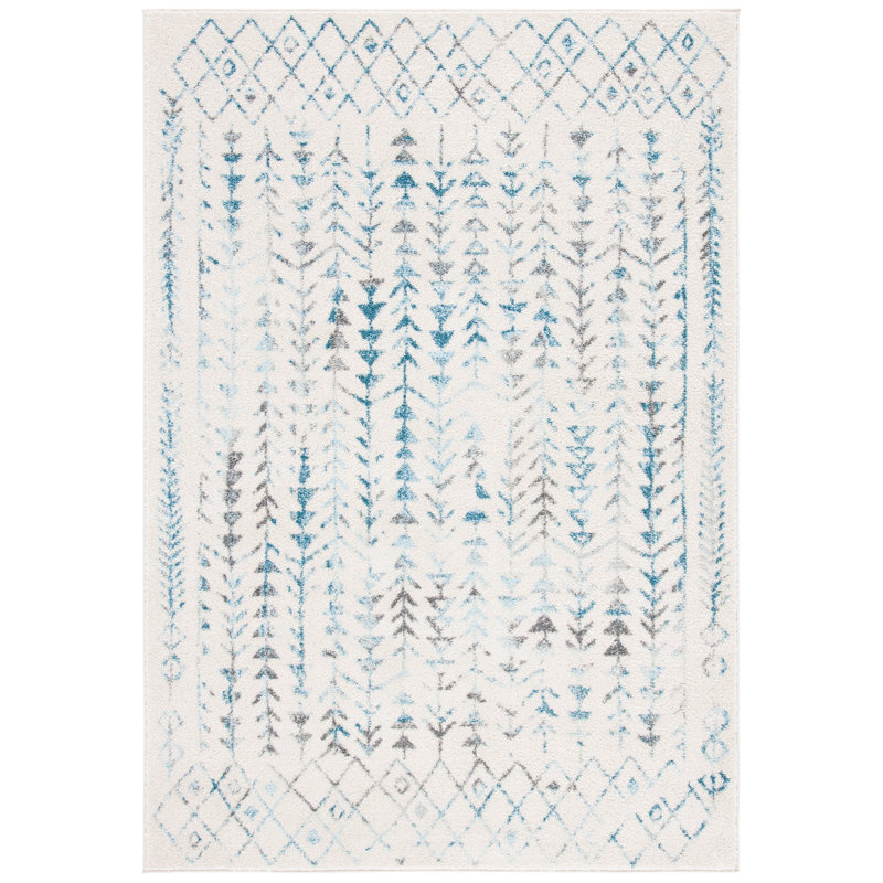 Tapis ivoire / turquoise Dillingham Southwestern, Rectangle 3 pi x 5 pi