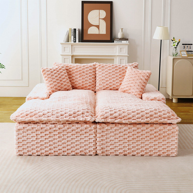 Canapé paresseux multifonctionnel en velours rose, Rose
