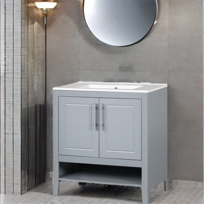 30'' Free Standing Single Bathroom Vanity with Ceramic Top -  Winston Porter, 9747782E01294E8481DAC54A2BA9059E