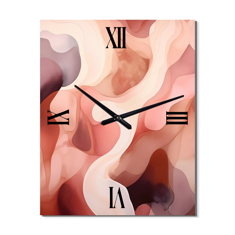 Horloge murale Nutshell Waves Abstract Watercolor II - formes abstraites, Petit