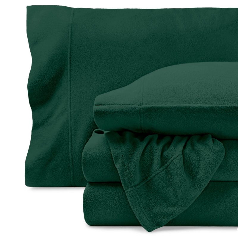 Premium Ultra Soft Polar Fleece Sheet Set, King Sheet Set, Forest Green