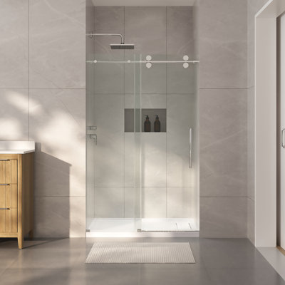 Ensemble de douche coulissante avec porte et base Reva 48 po x 32 po - Chrome