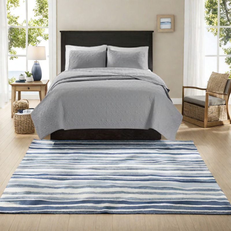 Courtepointe réversible en coton gris Premium Premium