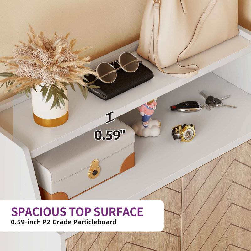 Lenard 5 Tier Wood Shoe Storage Cabinets, White/Wood