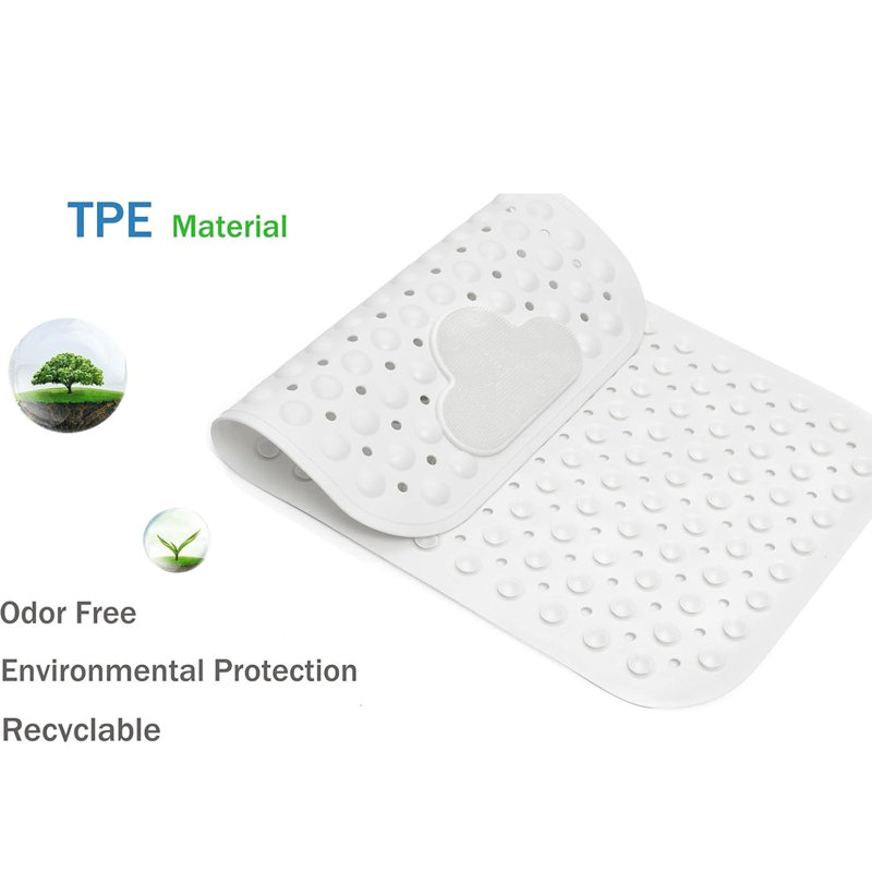 Tapis de bain antidérapant avec ventouses 28 x 16 po blanc