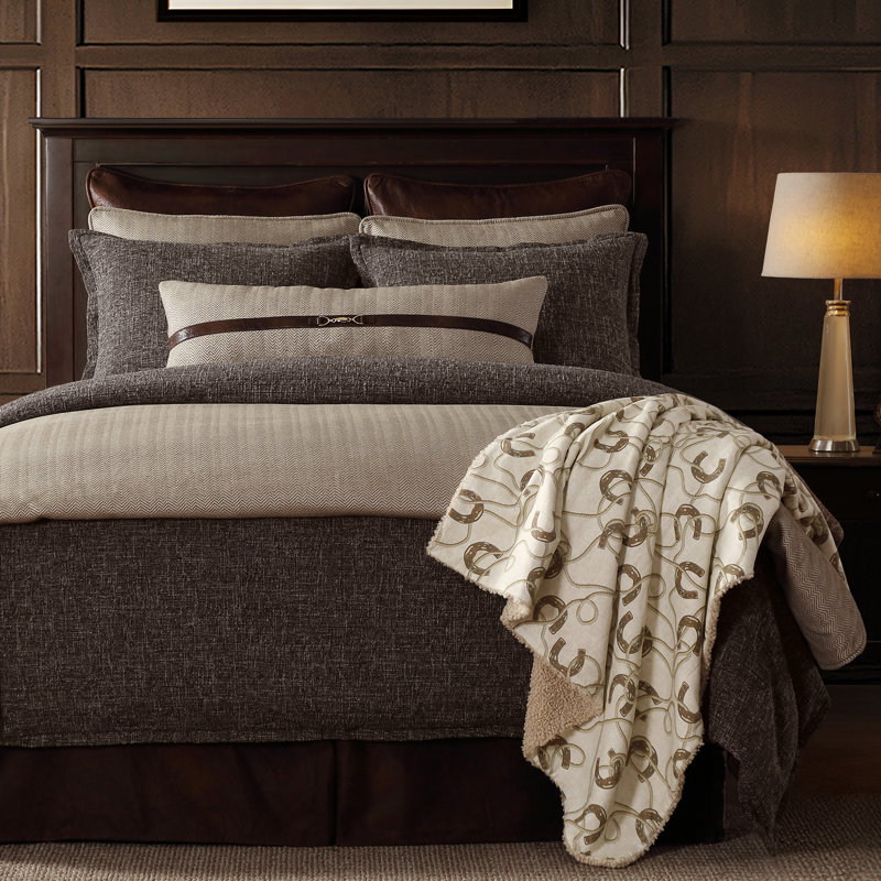 Ensemble de housse de couette Tweed, Housse de couette pour grand lit et 2 taies décor, Brun