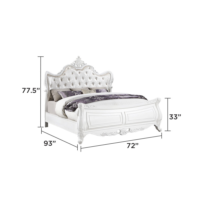 Ensemble de chambre à coucher Lasiya, Grand, 4 Pcs: Bed, Dresser, Nightstand, Mirror
