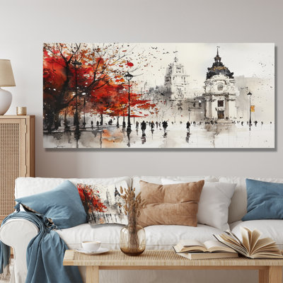 «Vibrant Madrid Streets In Autumn I - Cityscapes», impression murale en métal