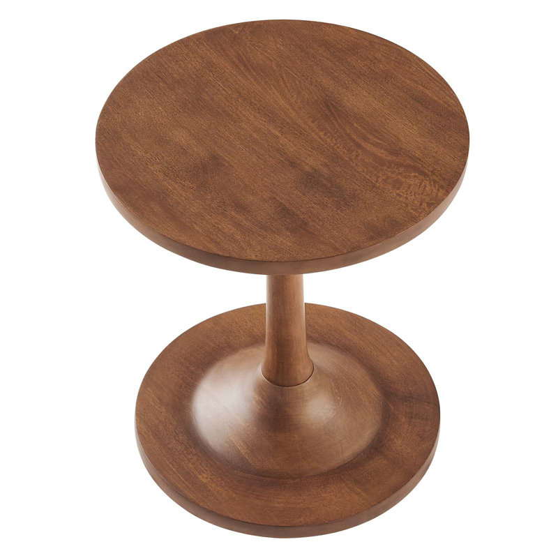 Modway Lina Solid Wood Pedestal End Table, Brown