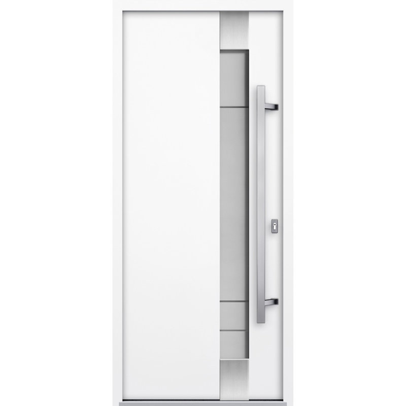 Porte avant en acier pré-suspendue à l'avant / deux pièces en émail blanc 1713 / peintes en acier inoxydable - L 36 po x H 80 po - Gauche