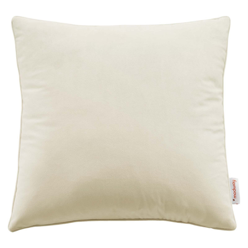 Enhance Performance Velvet Throw Pillow by Modway, 17.5" x 17.5", Ivory