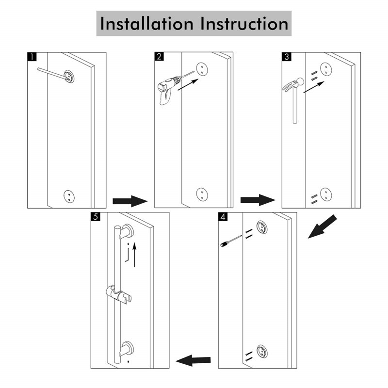 Adjustable Slide Bar Shower System – 5-Function Handheld Shower With Wall-Mounted Slide Bar & Hose, Chrome